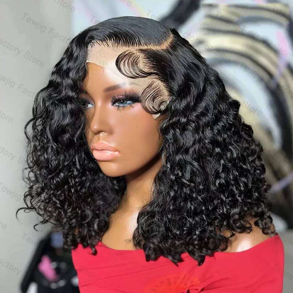 Water Deep Wave 13x6 Short Bob Curly 13x4 Glueless Wig 100 Human Hair Ready To Go Lace Frontal Wigs For Women 8 10 14 Inch