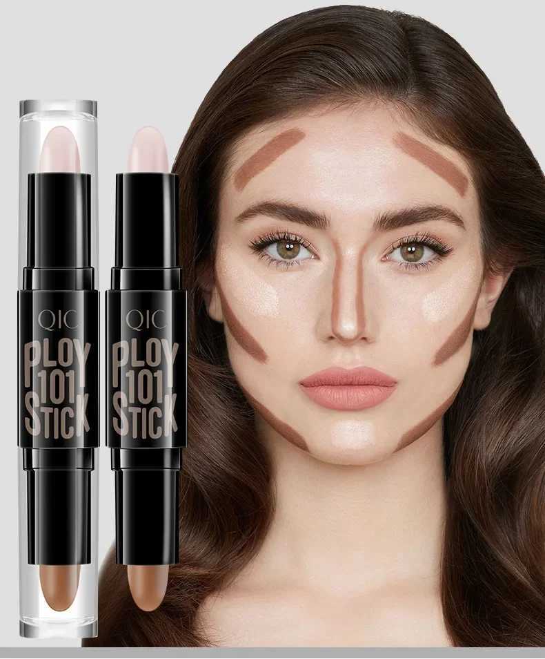 QIC Double-headed Concealer Stick Three-dimensional Repair Volume Brighten Face Highlight Concealer Pen Color Repair Makeup XJ250618