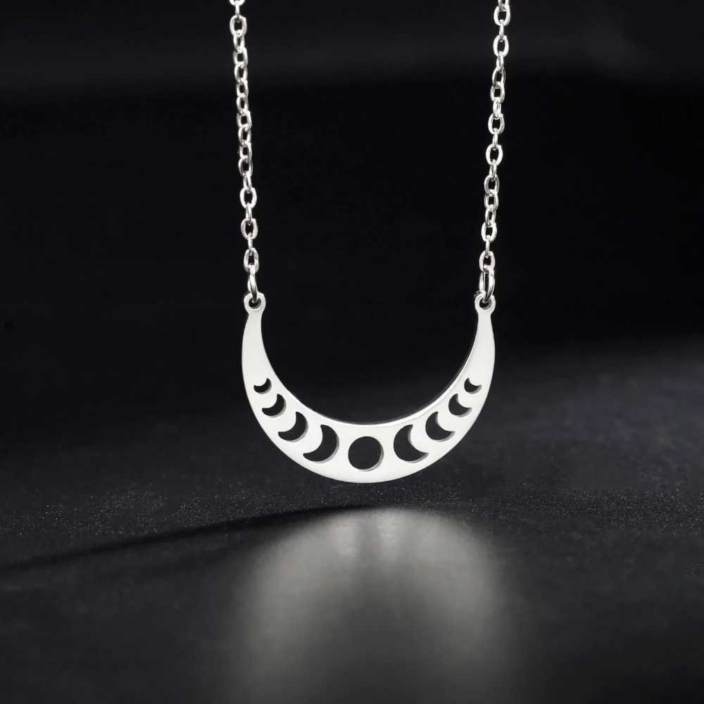 Skyrim Moon Phase Necklace Stainless Steel Choker Fashion Elegant Women Witch Crescent Moon Jewelry Gift Celestial Moonology W250618