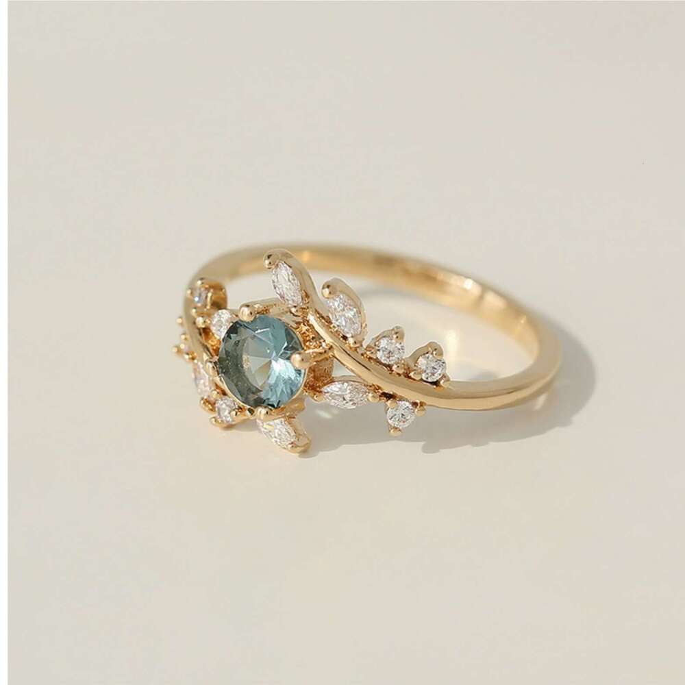 Super Beautiful High-End Sense Girl Artistic Bracelet French Style Dark Blue Imitation Crystal Vine Ring Niche Light Luxury Women's Accessories