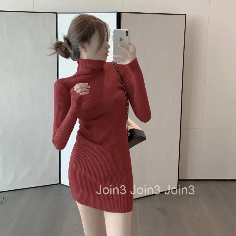 Short Extreme Mini Turtleneck Clothing Crochet Red Female Dress Solid Womens Dresses Knit Bodycon Thic Hot Cheap Casual Trendy