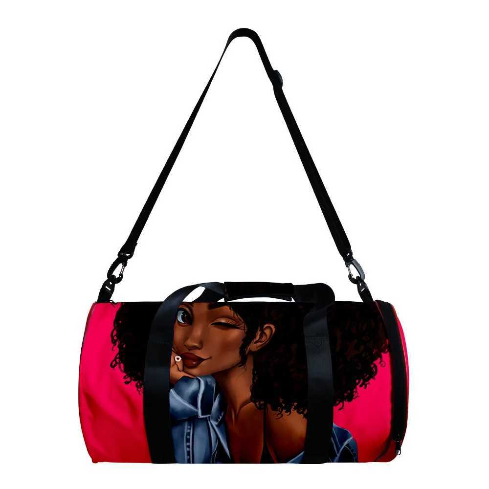 Trendy Popular African Girl 3D Printed Large Capacity Travel Bags Barrel Shape Crossbody Bag Outdoor Sports Bags Gym Yoga Bag W250618
