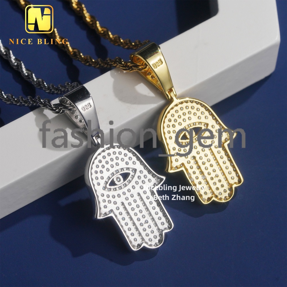Cheap Price Hip Hop Fashion Charm 925 Silver Vvs Moissanite Diamond Pendant Iced Out Jewelry Men Women Hamsa Hand Pendant