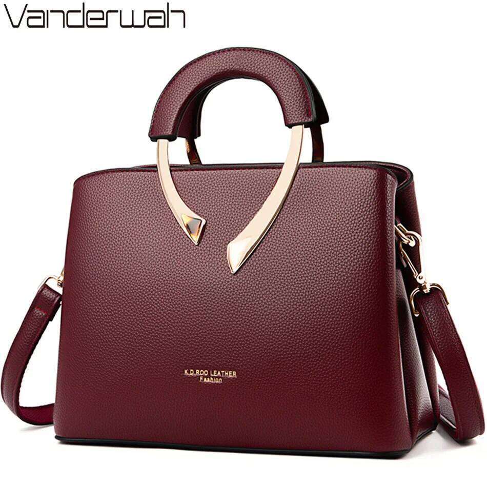 GENUINE VANDERWAH High Quality Pu Leather Casual Tote Handbags Designer Shoulder Crossbody Bags for Women 2025