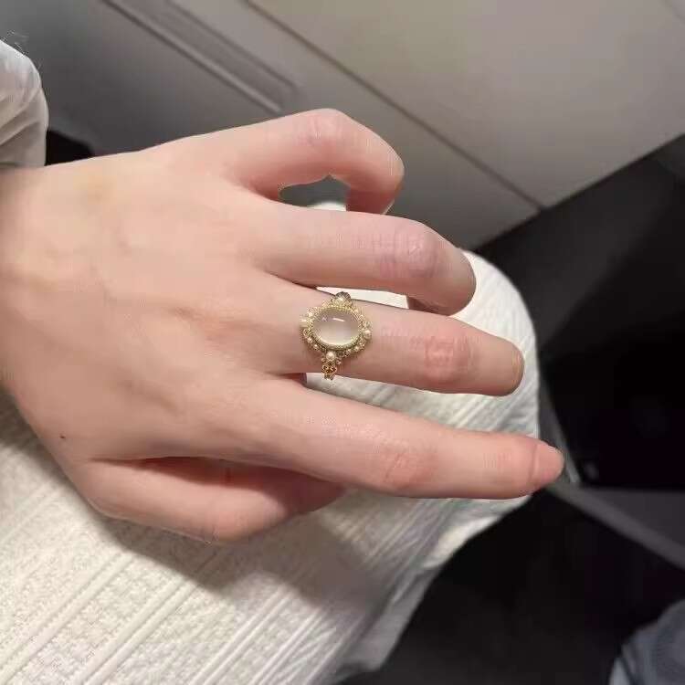 Same Style Fresh Green Simple Elegant Light Luxury Unique Niche Design High-end Ring