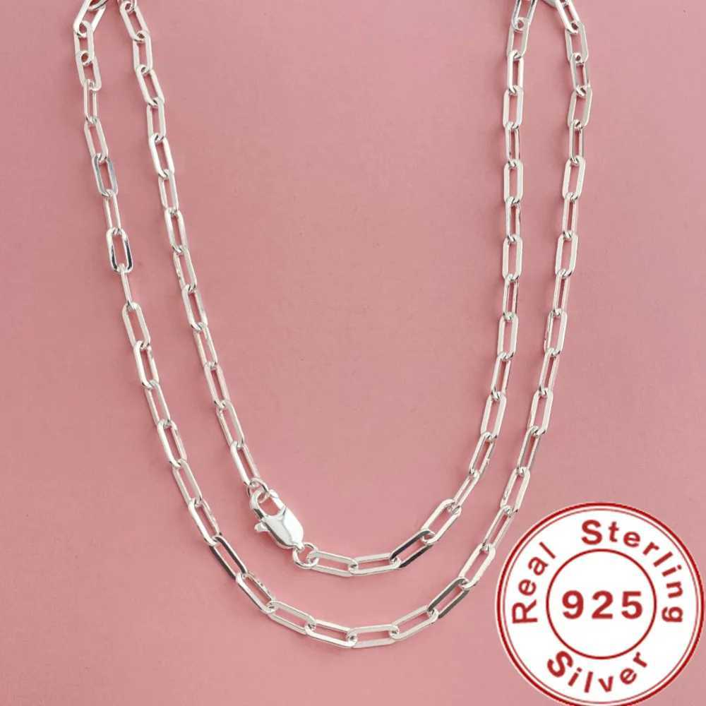 45-60cm Wholesale 925 Sterling Silver 3mm Wide Paper Clip Necklace for Boys Girls Women Fine Jewelry Wedding Party W250618