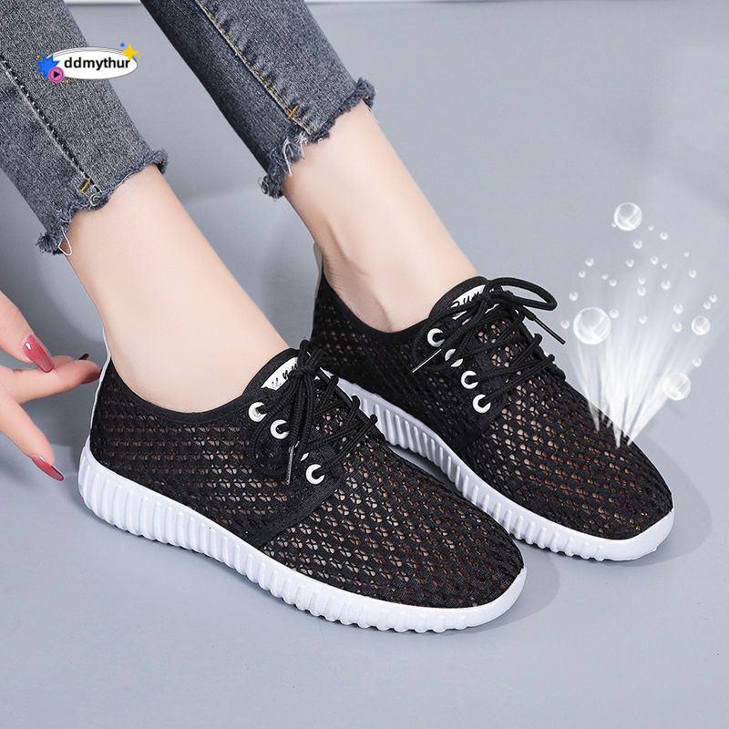 White Sneakers for Women, Breathable Mesh, 2021 New Summer Thin Mesh Versatile Hollow Casual Shoes, Mom Style ddmythur