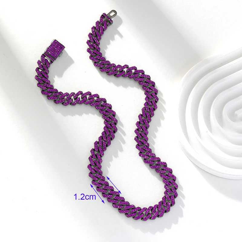 New Arrival HipHop Men Wen Cuban Chain Necklaces Black Color Plated Purple Rhinestone Necklace Fashion Jewelry Rpers GiftsC250617