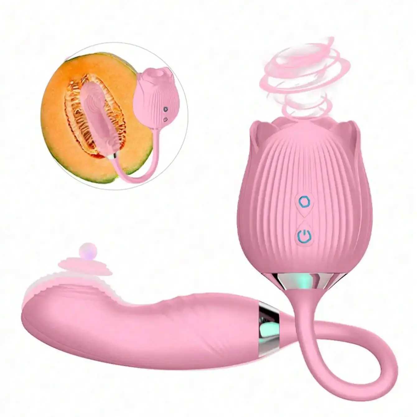 Sex Vibrator Couple Nipple Clitoris Stimulator 2 in 1 Sucker and Telescopic Dildo for Adult Women Vagina Massage Rose Vibrators XJ250618