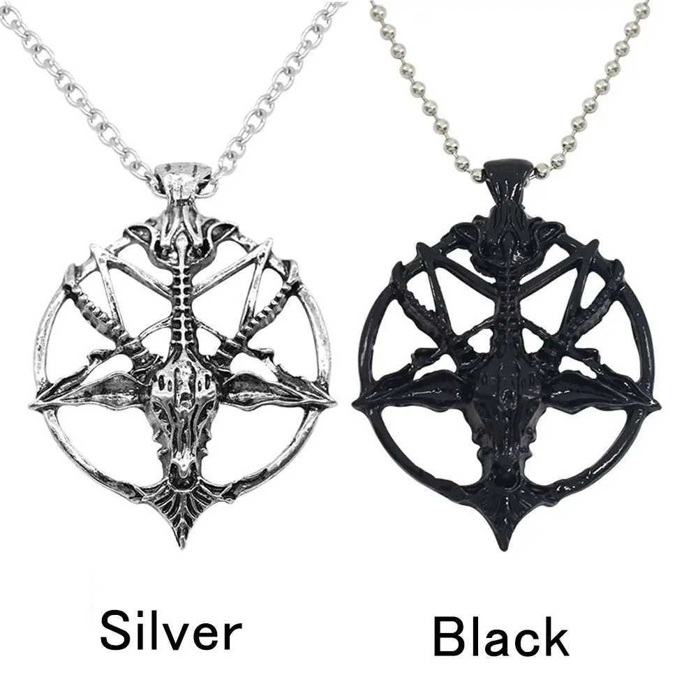 1 PC Fashion Necklace Pentagram Pan God Skull Goat Head Pendant Necklace Luck Satanism Occult Metal Vintage Star Necklace Unisex W250618