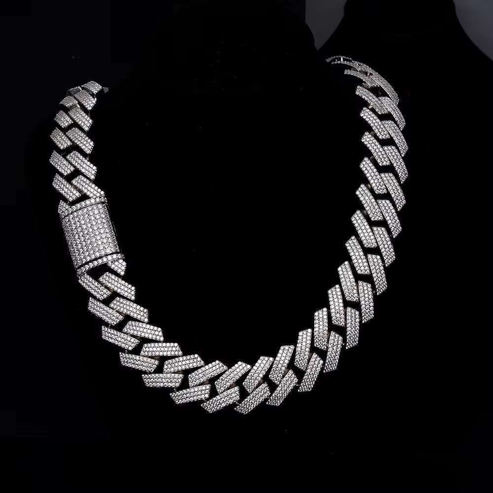 Vvs Moissanite Diamond CZ 925 Sterling Silver Brass Cuban Link Chain Necklace Iced Out Custom Miami Cuban Link Chain for Men