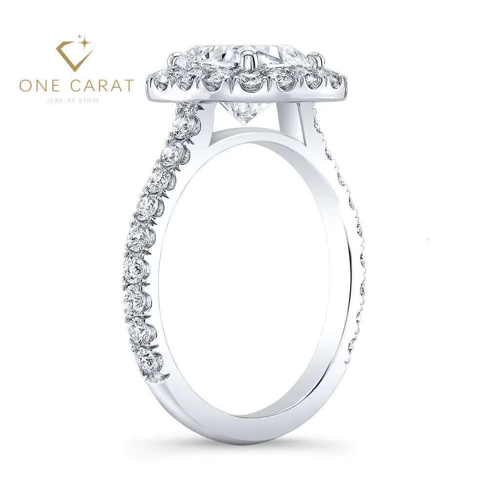 Classic Halo Moissanite Square Cushion Cut Engagement Ring Solid 14K White Gold Women D Color 1CT 2CT 3CT Gold Wedding Rings Set