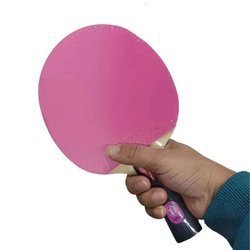 Tuttle Handmade Colorful Table Tennis Racket,7 plywood Carbon Blade + Pink Green Blue Positive Energy Rubber Sheet for Children