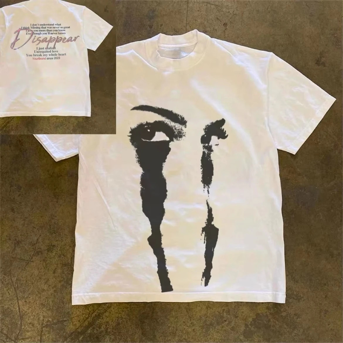Fashion Y2K American Eye Face Printed Male and Female Couples Small n Sense Shortsleeved Tshirt Harajuku Gothic 250616