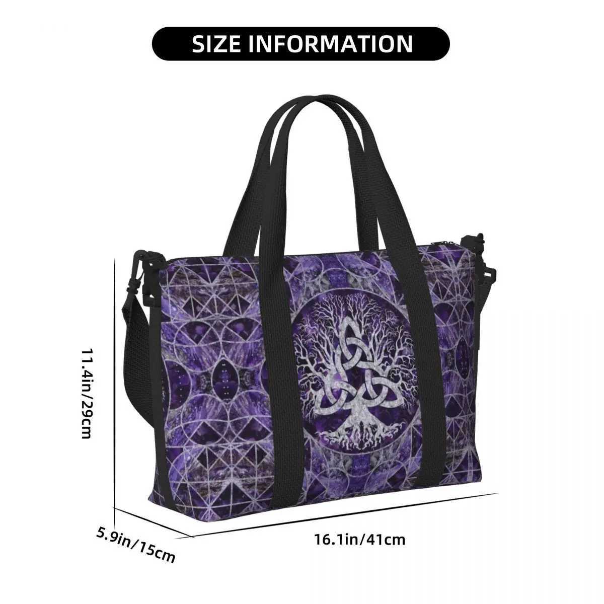 Custom Tree Of Life With Triquetra Groceries Shopping Tote Bag Women Big Capacity Viking Norse Yggdrasil Beach Gym Travel Bags W250618
