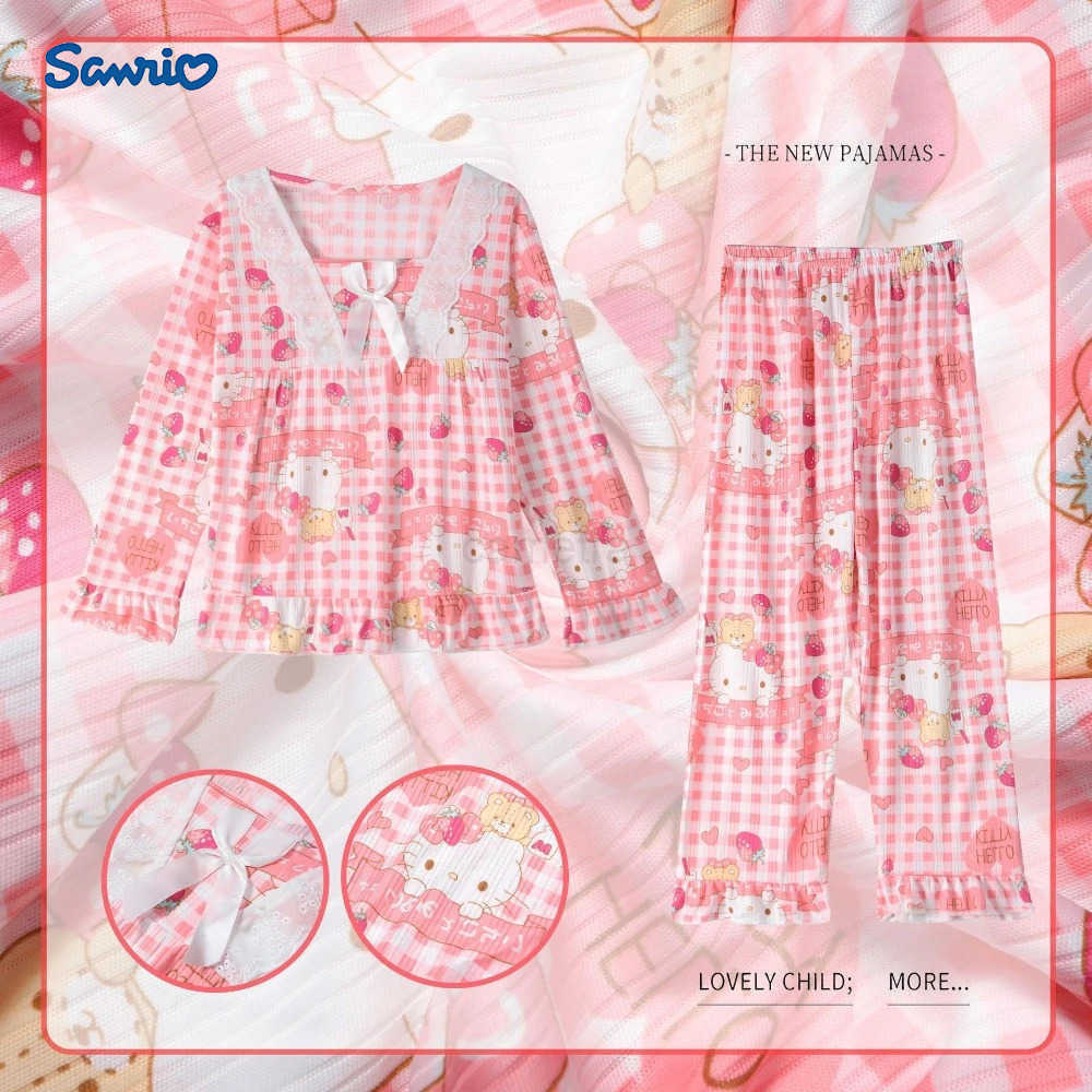 Sanrio Cartoon Sanrio Girls Pajama Sets Loose Lace Decoration Soft Girl Princess Pajamas Suit Casual Comfortable Suitable For Autumn XJ250618XJ250618