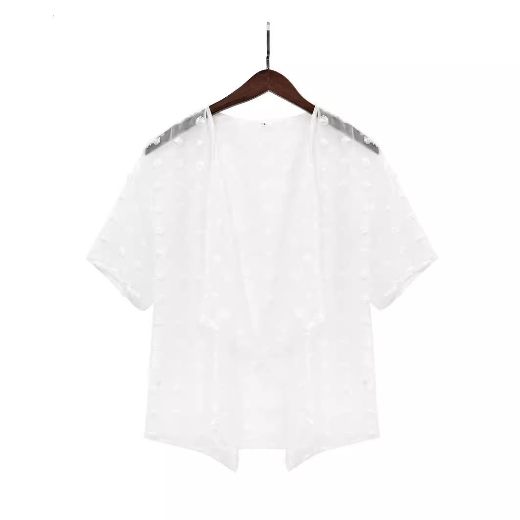 Fashion and casual summer new womens clothing solid color medium wool ball thin cardigan shirt for women