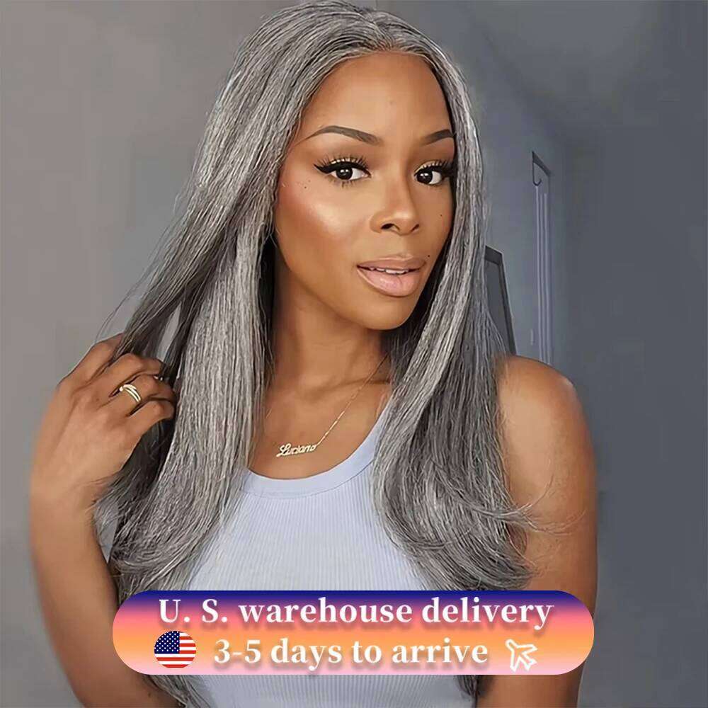 100% Remy Salt And Pepper 13x6 HD Frontal Brazilian 30 32Inch Colored Bone Straight Lace Front Wigs Human Hair Wig