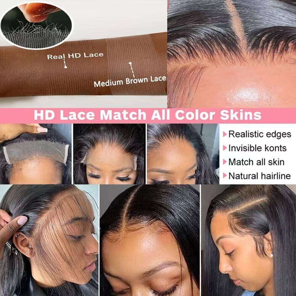 Straight Frontal 13x6 13x4 Front Human Hair Transparent Lace Wigs for Black Women 4X4 5X5 Hd Closure Wig