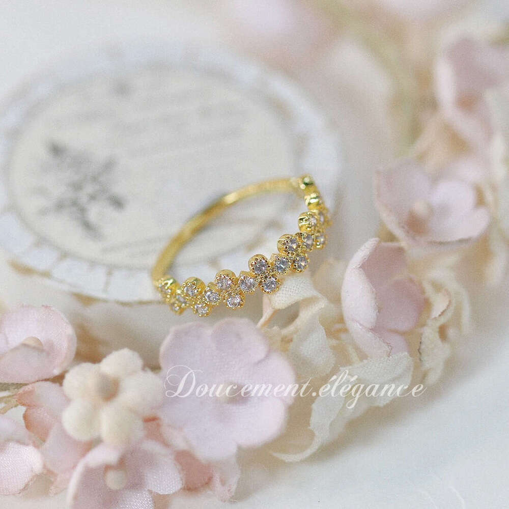 Same Style Exquisite Niche Scattered Small Flower Light Luxury Temperament Ins Women's Quality Jewelry Ring