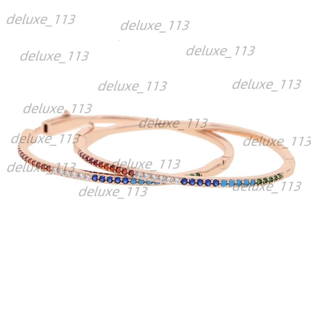 2021 New Fashion Trendy European Women Jewelry Micro Pave Rainbow CZ Thin Bangle Bracelet Wholesale
