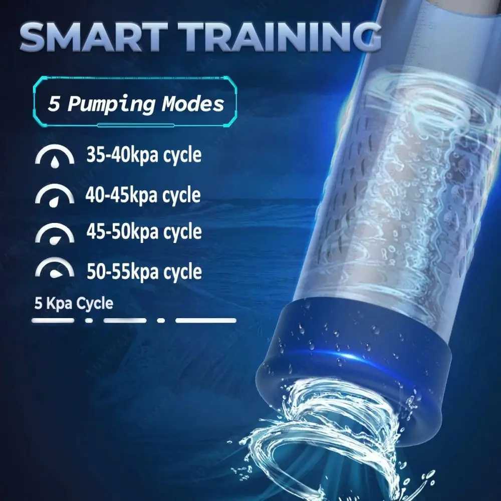 Electric Penis Pump Sex Toy - Penis Extender Vacuum Pump with 5 Suction Modes Penis Enlargement Pumps Rings Trainer Dick Pump W250618