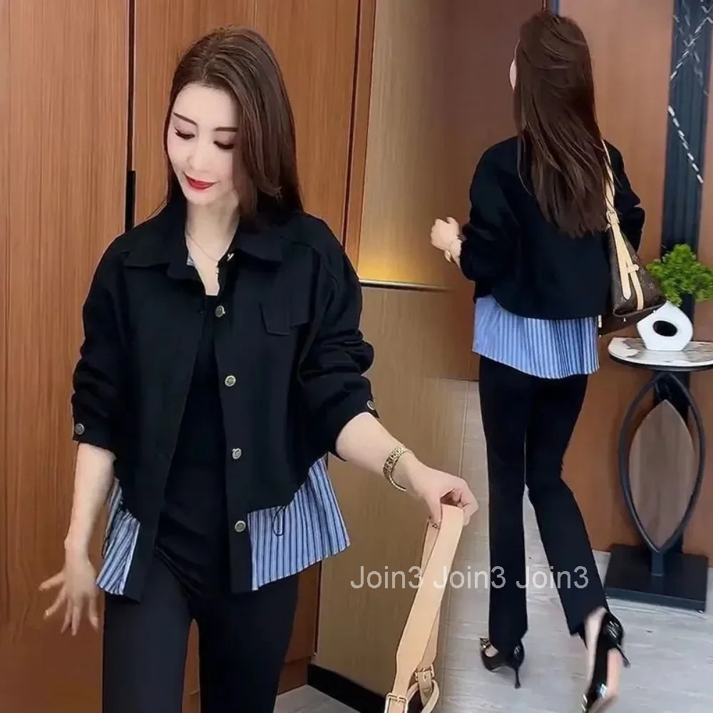 Womens Jackets Splicing Short Female Coat Loose Pretty Korean Style Reviews Clothes Casual Elegant Deals Cheap Youthful Offer