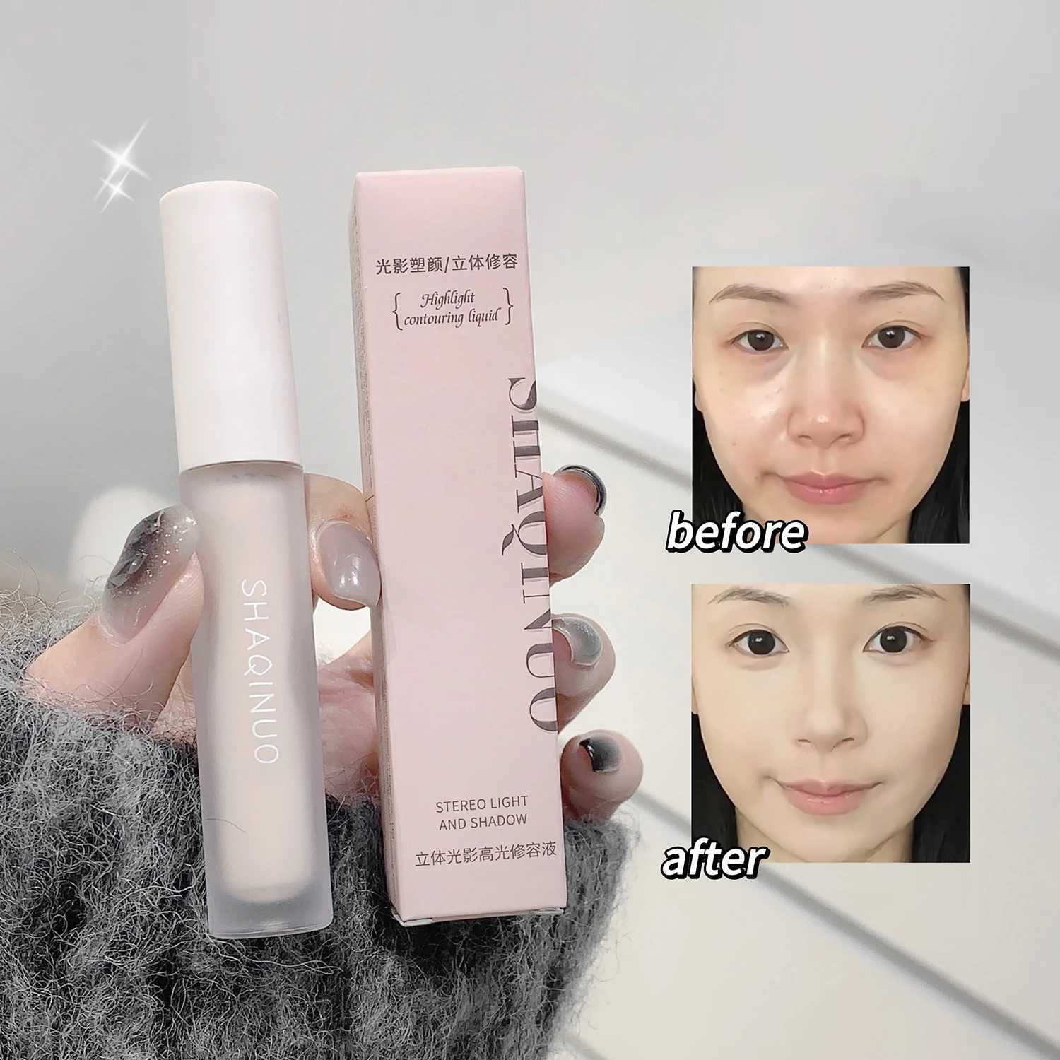 Facial Liquid Contour Stick Concealer Contouring 3D Cement Grey Nose Shadow Cream Brighten Highlighter Bronzer Concealer Makeup XJ250618