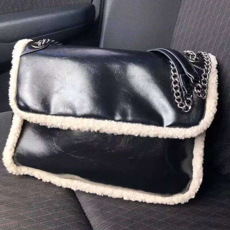 Shoulder Bag Handbags Underarm Bags Y2k Aesthetic Fashion Vintage Trend Women Patchwork Fluffy Casual Streetwear