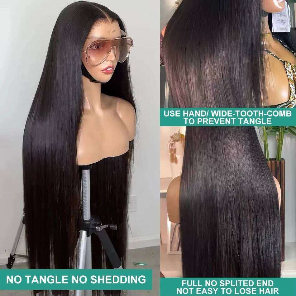 HD 13x6 220% 40 42Inch Bone Straight Front Human Hair Wigs 5x5 Glueless Ready To Wear Transparent 13x4 Lace Frontal Wig