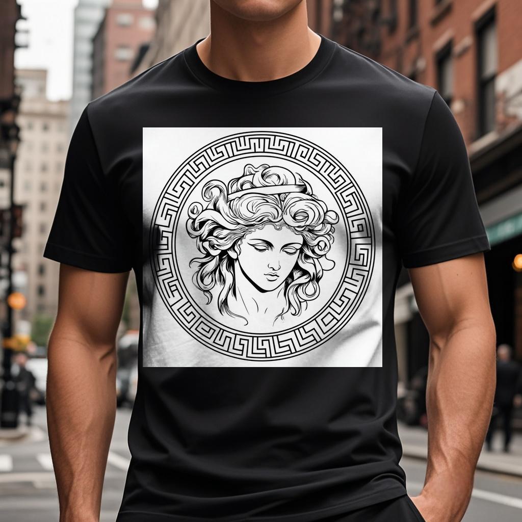 and white T-shirt with an image of a woman ' s head Short sleeve S-3XL