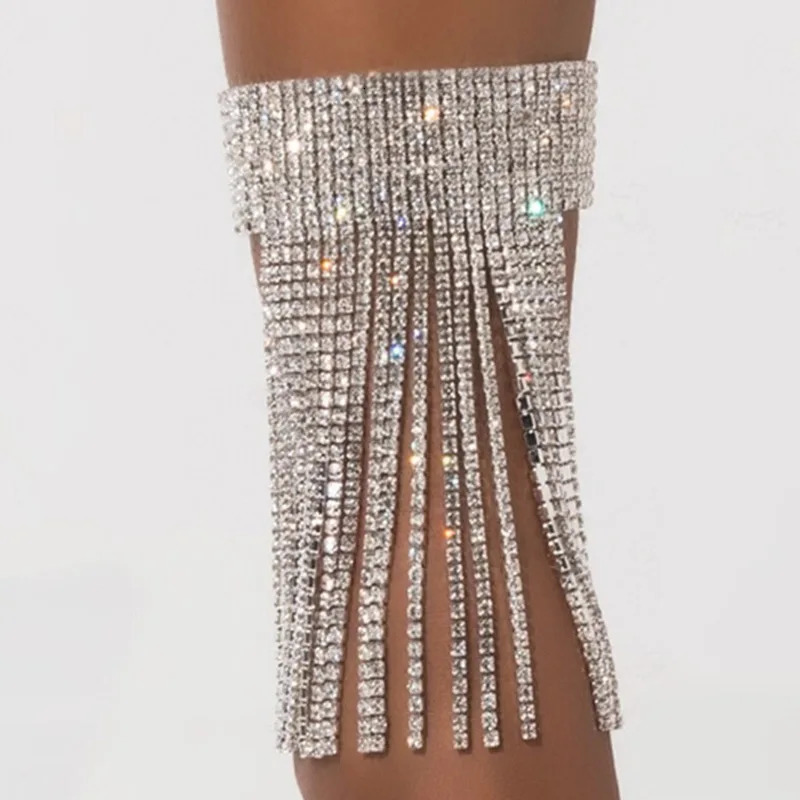 Fashionable Multi-layer Long Tassels Hip Hop Style Rhinestone Ankle Chain Nightclub Womens Jewelry 250618