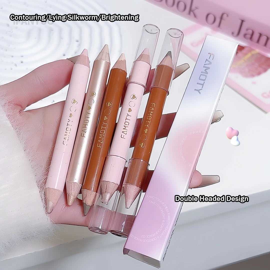 Double Head Highlighter Contour Stick V Face Outline Sculpt Nose Shadow Concealer Lying Silkworm Brighten Mineral Cream Gel Pen XJ250618