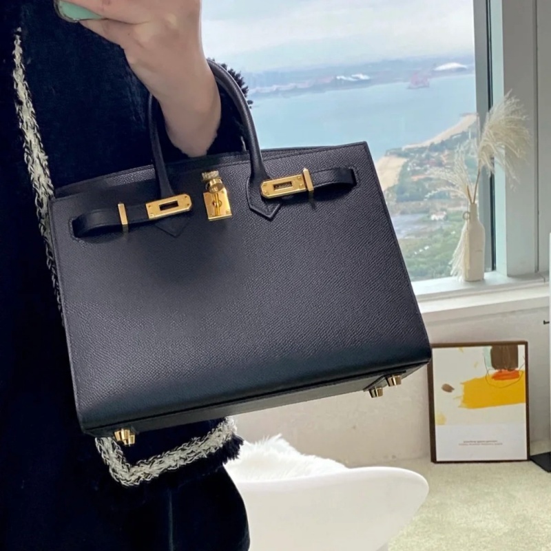 12a Women's luxury bag designer Epsom leather handbag bag, high-quality 25 cm 30 cm handcrafted genuine leather metal lock decorative strap gift box