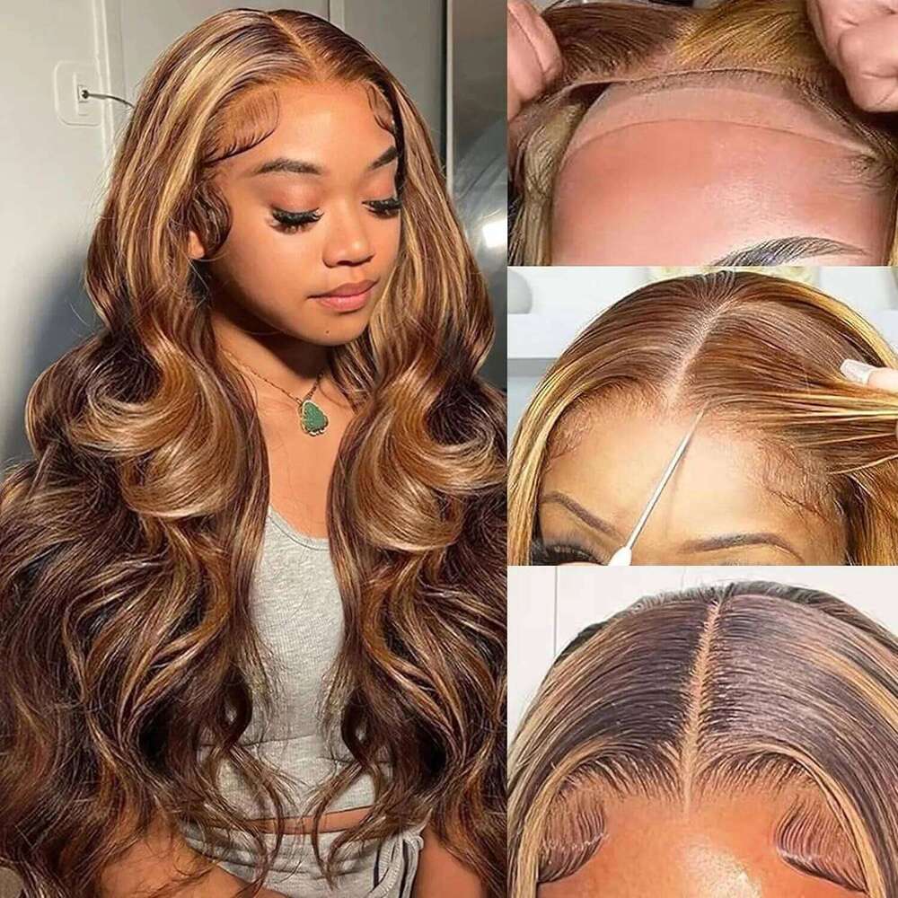 Wear and Go Glueless Human Hair Pre Cut 5x5 HD Closure 180% Highlight Ombre Lace Front Wigs 4/27 Honey Blonde Wig