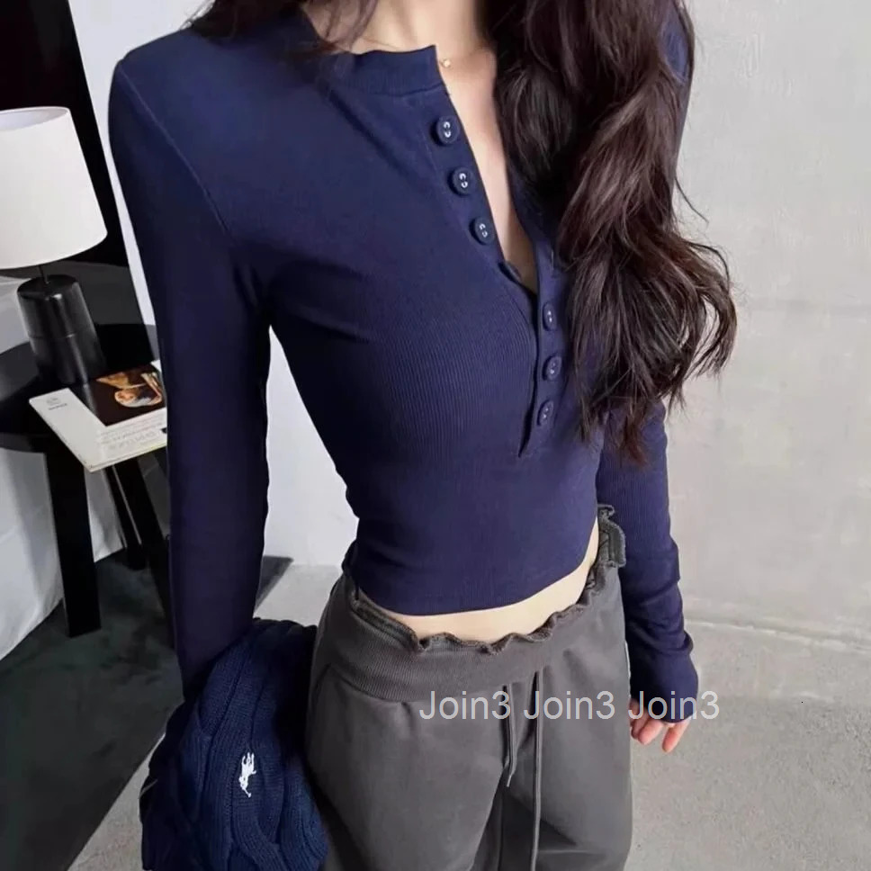 Polo Neck T Shirt for Women Korean Clothing Woman Tshirt Commute Tops Long Sleeve Y2k Fashion In Trend 2025 Basic High Quality