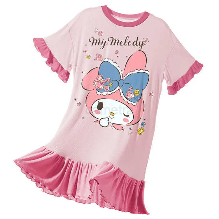 Sanrio Anime Sanrio Nightdress My Melody Kuromi Cinnamoroll Pajamas Cartoon Woman Pajamas Summer Girl Dress Parent-Child Home ClothesXJ250618XJ250618