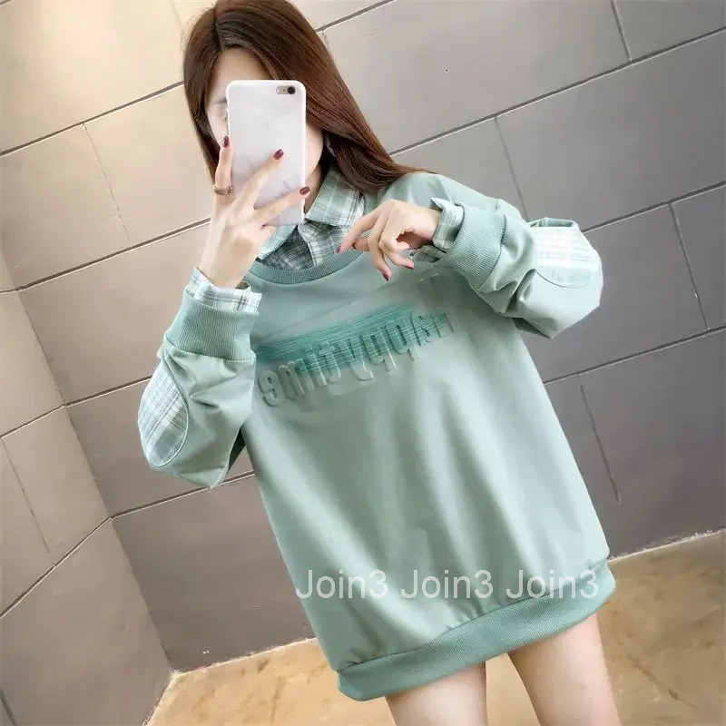 Basic With Orint On Cotton Sweatshirt for Women Long Sleeve Woman Tops Dropshiping Xxl M Korean Clothing 2025 Trend E Pullover