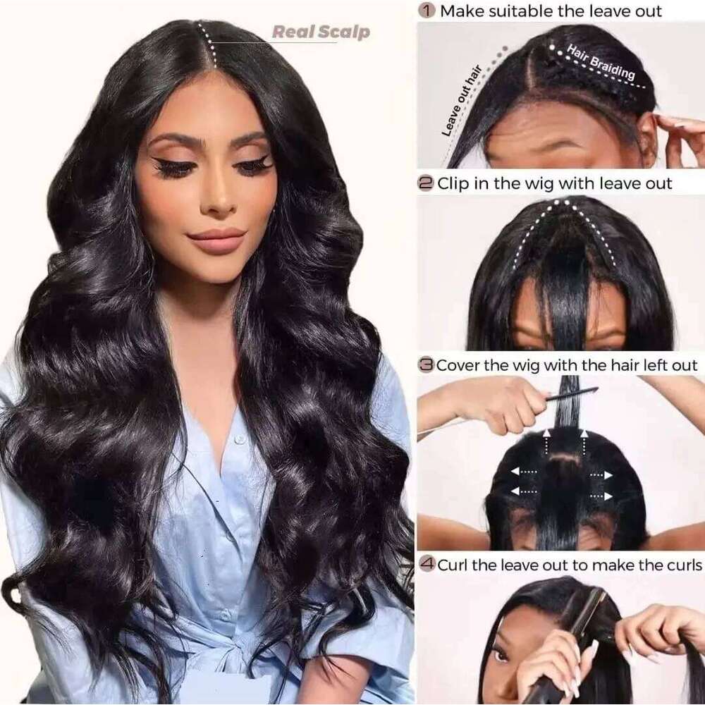 250 Density Body Wave Upgrade No Leave Out Glueless V Part Human Wig Remy Hair Daily