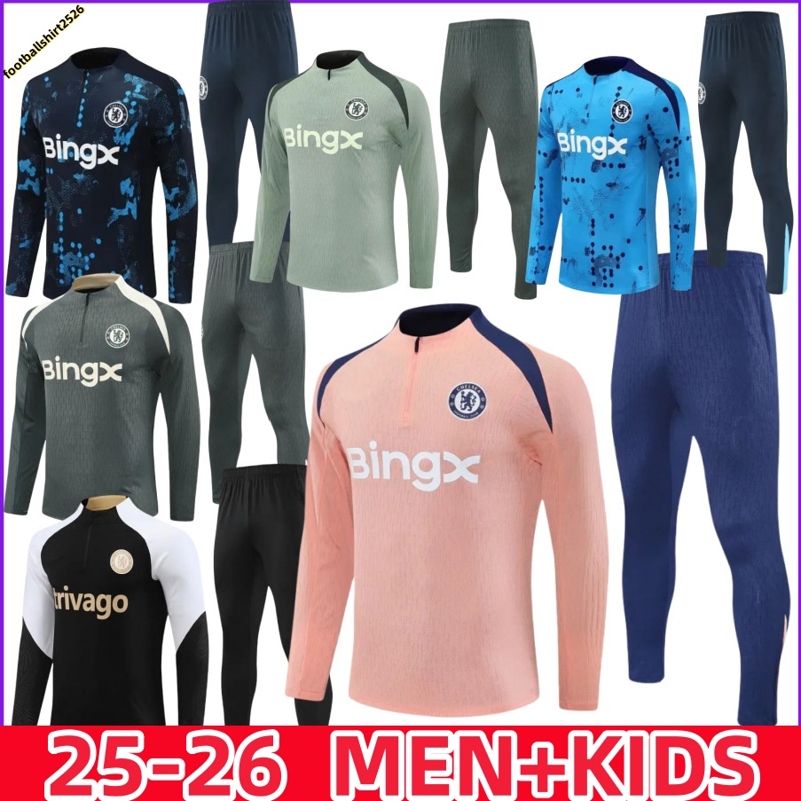 24 25 26 Chelse soccer training suit ZIYECH cfc 23 24 2025 2026 Chelse cfc football tracksuit KANTE PULISIC MOUNT HAVERTZ STERLING JORGINHO men kids set training suit