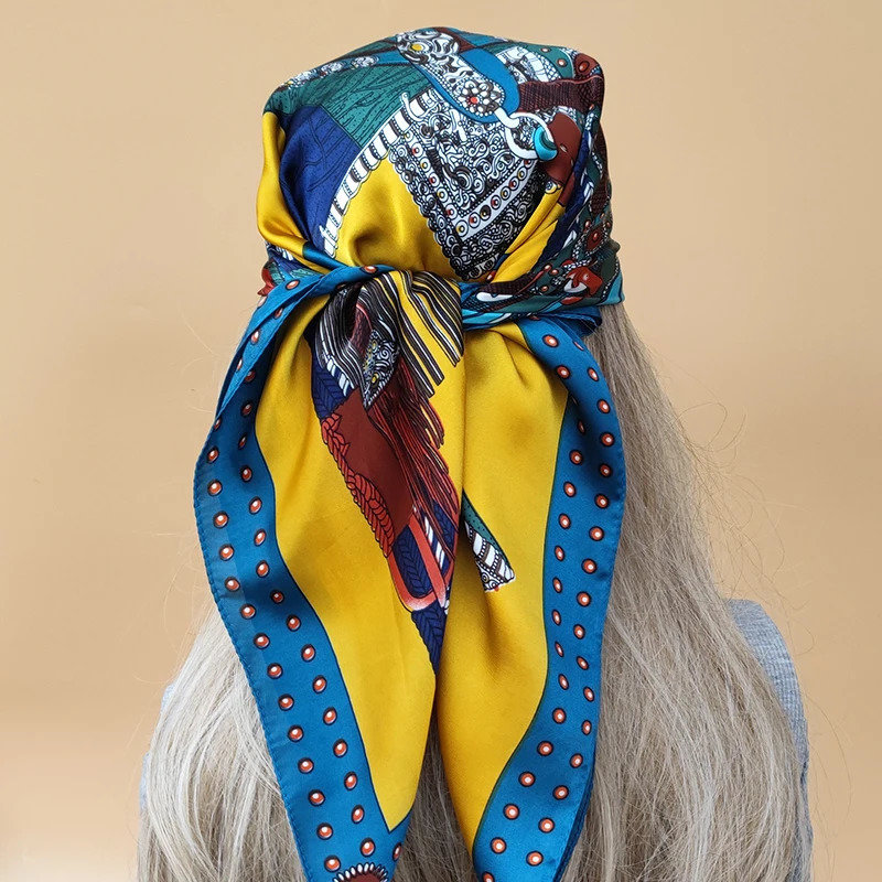 The Four Seasons Beach Kerchief Style Sunscreen Silk Hijab Women n Headscarf 70X70CM Square Scarves 250617