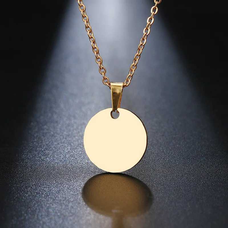 DOTIFI Stainless Steel Necklace Round Circle Pendant For Women Elegant Clavicle Rose Gold Necklace Wedding Jewelry Wholesale W250618