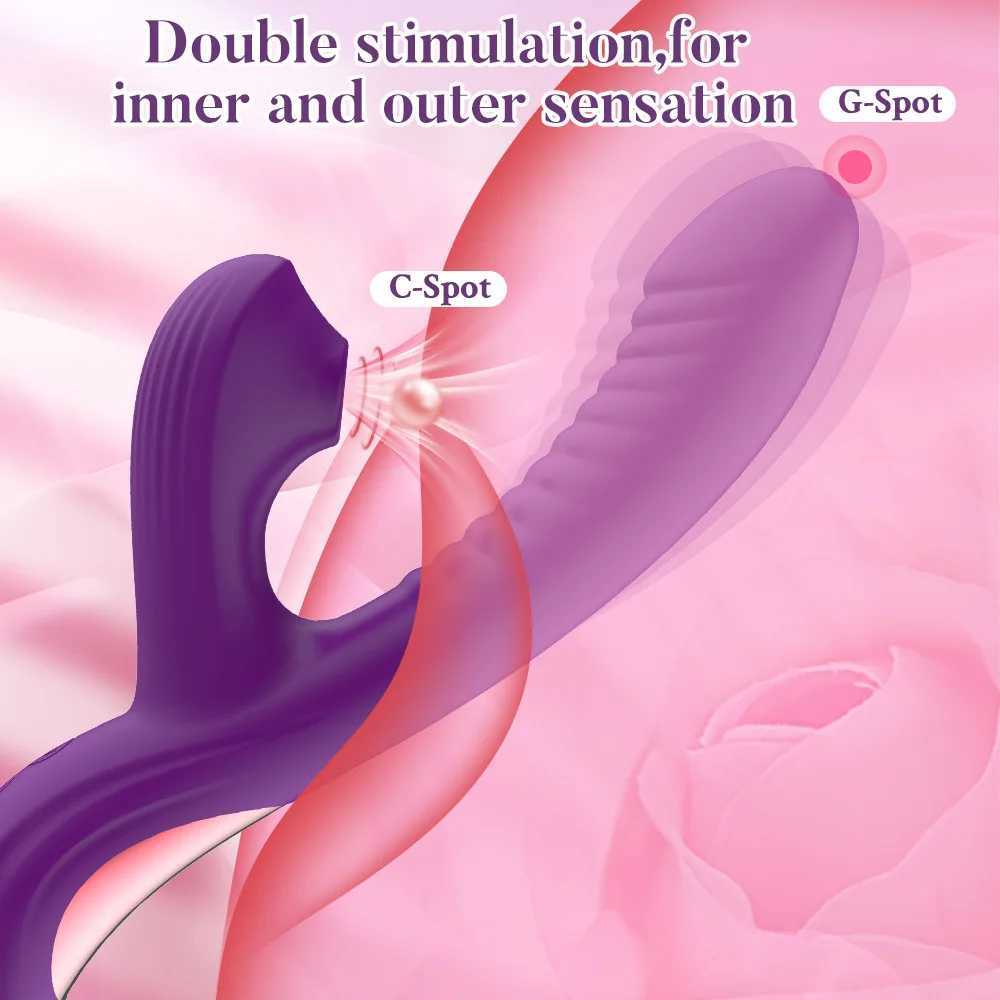 Vagina Sucking Swinging 2-in-1 Vibrator G-Spot Stimulator Dildo Vagina Massager Clitoral Suction Cup Vacuum Adult Sex Toy W250618