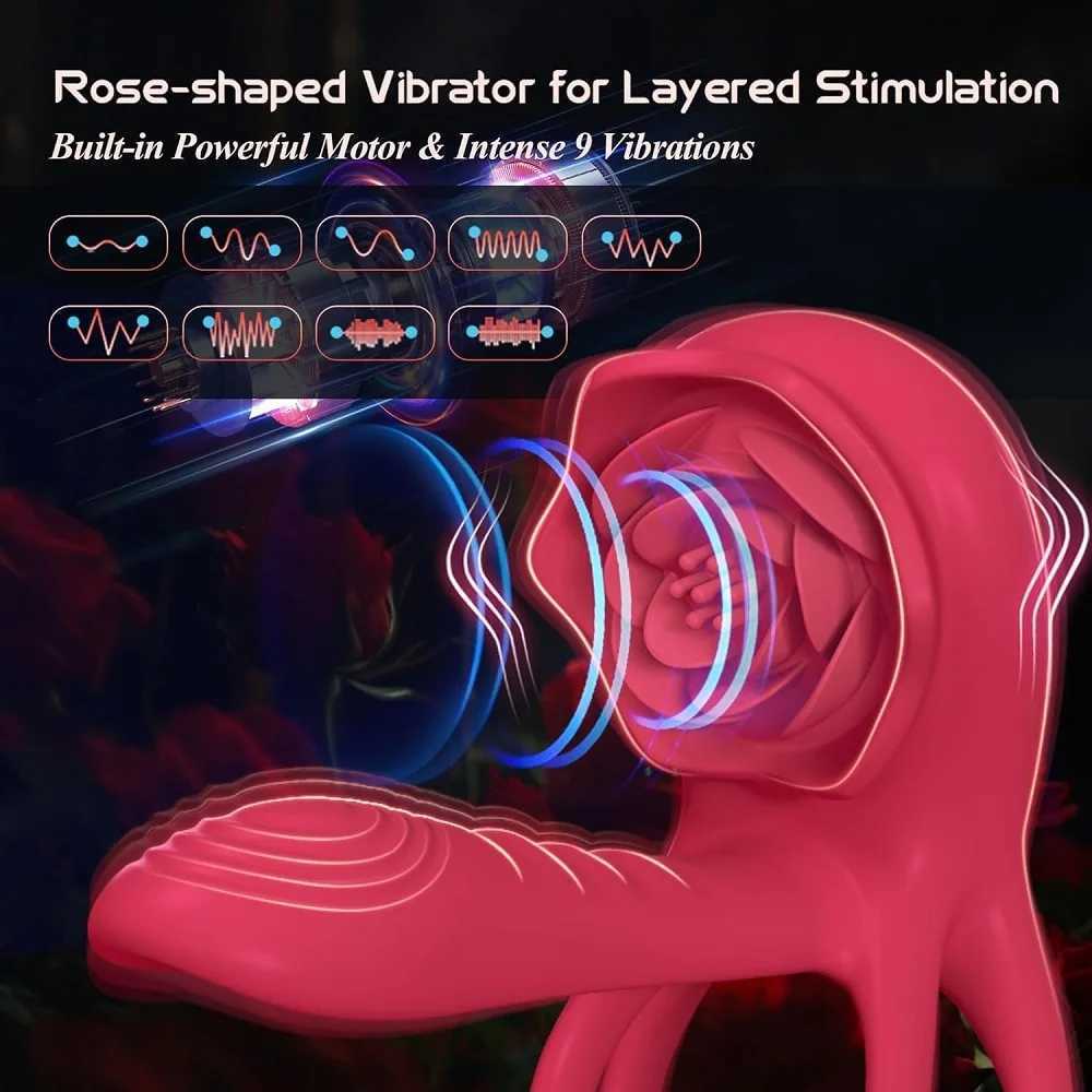 Rose Penis Ring Cock Ring Vibration Toy Female G-spot Clitoral Stimulation Male Penis Ring Cock Ring for Adult Sex Toy Couple W250618