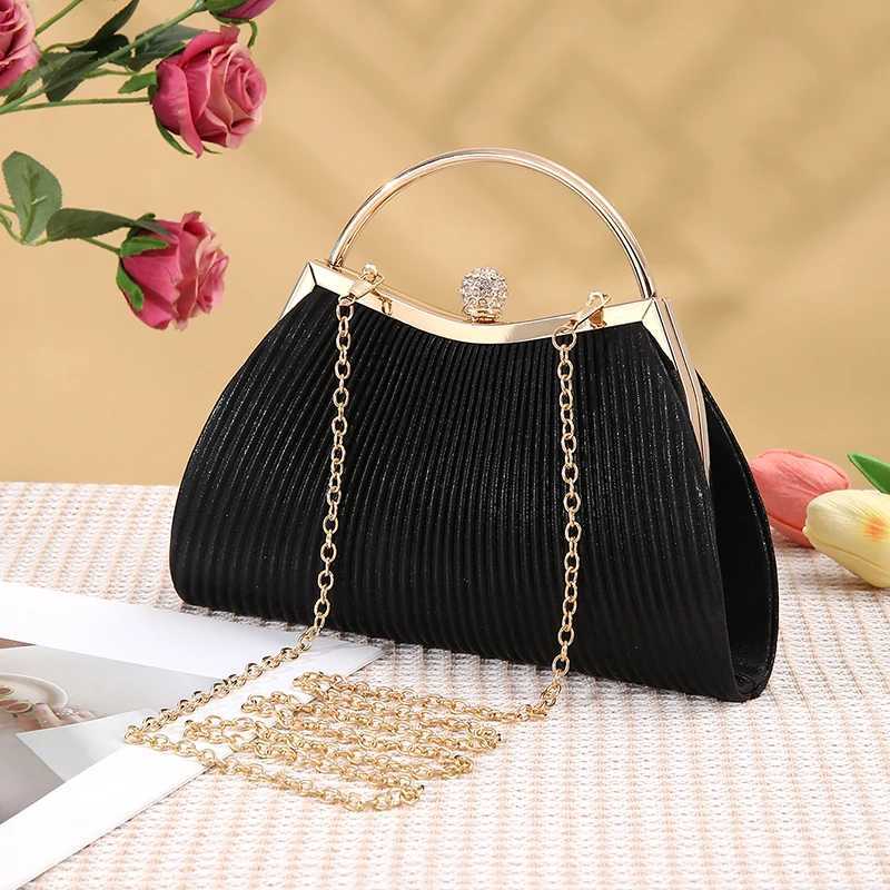 Pleated Glitter Evening Clutch Bag Purse for Women Wedding Party Dinner Diamond Accents Top Handle Bag Wedding Bride Gift Z250618