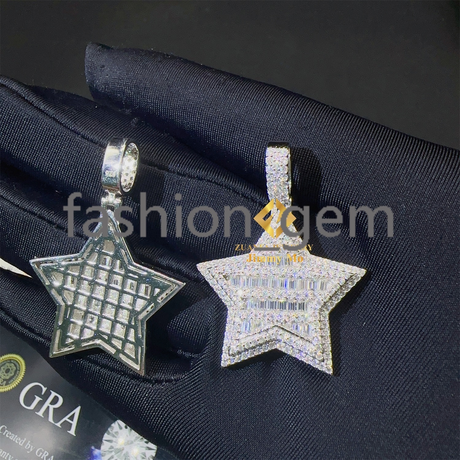 Bulk Stock Iced Out Shining Jewelry Hip Hop Pendant 925 Silver White Gold Rose VVS1 Moissanite Diamond Star Pendant