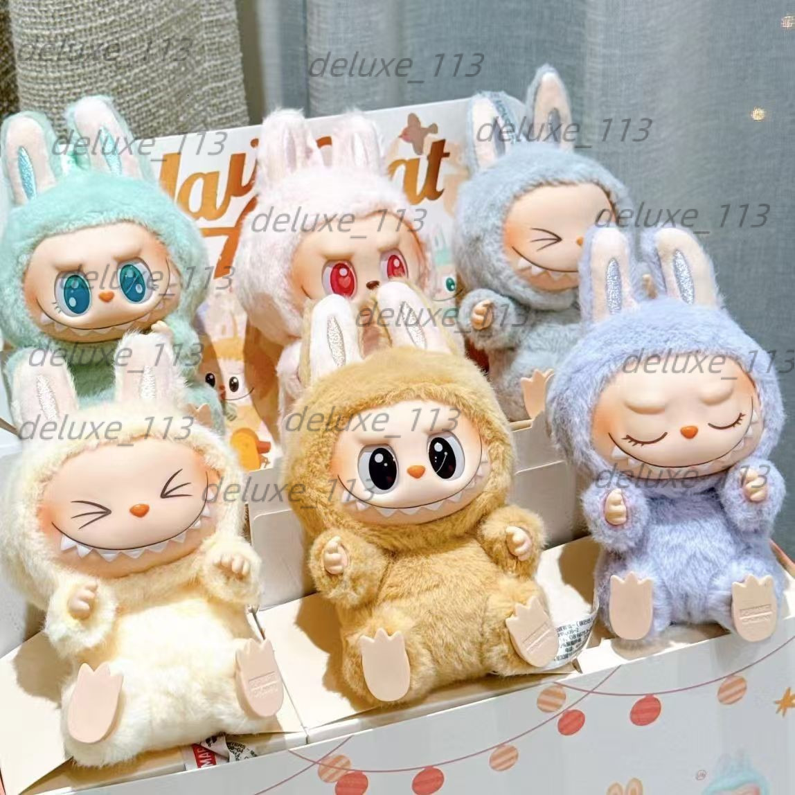 Bubble Labubu Mart Heartbeat Macaron 2Nd Generation Sitting Party Vinyl Face Plush Doll Toy