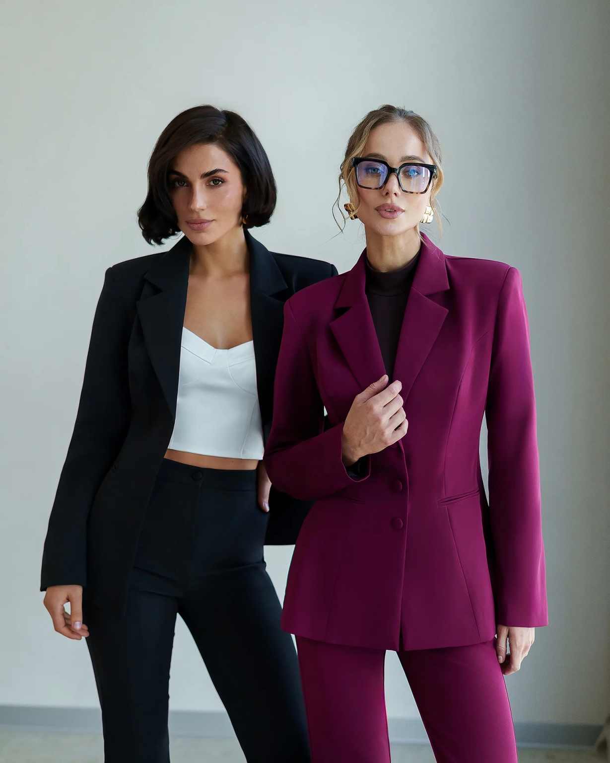 Pure Color Women Pants Suits Slim Fit Ladies Long Sleeve Formal Work Wear Prom Birthday Party Customized Blazer 2 Pieces