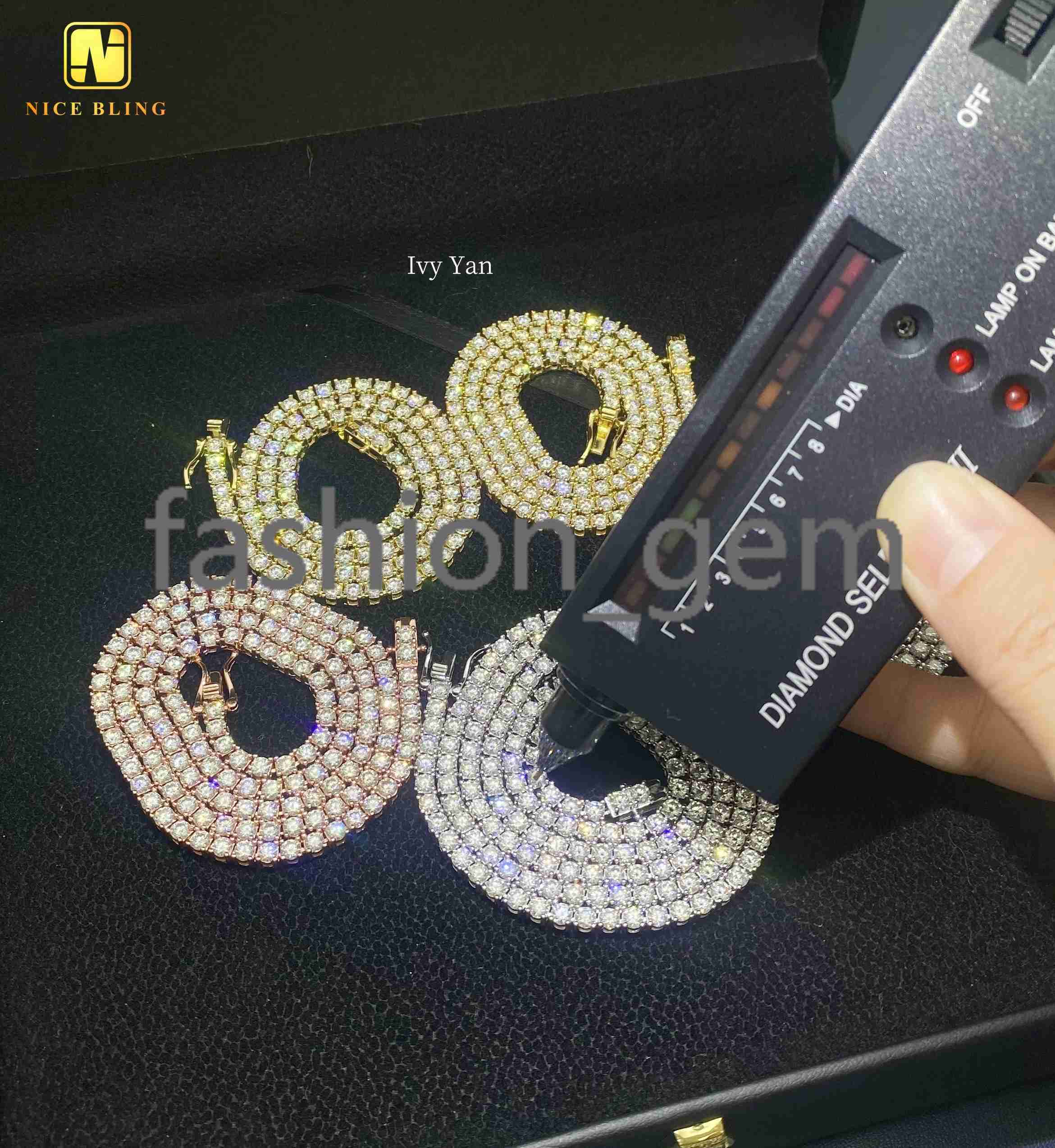 Factory Price Pass Diamond Tester 925 Silver 3mm Hip Hop Jewelry Bracelet Necklace Iced Out VVS Moissanite Diamond Tennis Chain