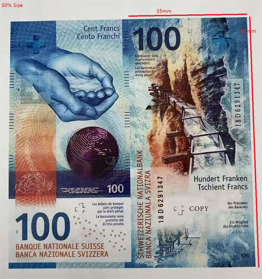 3A Realistic Prop Money CHF Swiss Banknotes 10 20 50 100 200 1000 Paper Full Print Fake Money UK Movies Props Special Props For Filming Toy Paper Money Euros 35*72mm 50%